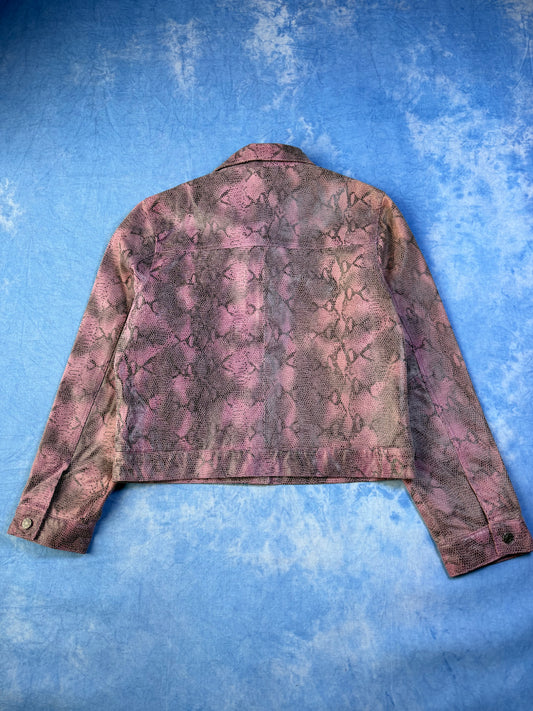 2000s Snakeskin Print Leather Jacket S