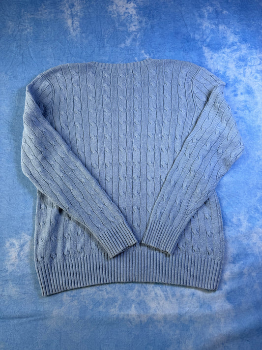 Ralph Lauren Cable Knit Silk Sweater Baby Blue L