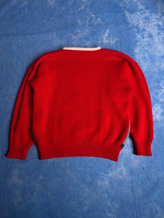 Sweterek Wełniany z Motywem Wsi 90s L | Piggy Boxer Vintage Shop