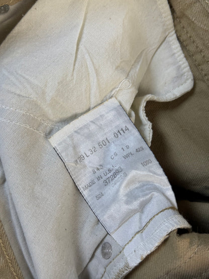 Jeansy Beżowe Levi's 501 Made in USA 1993 XS