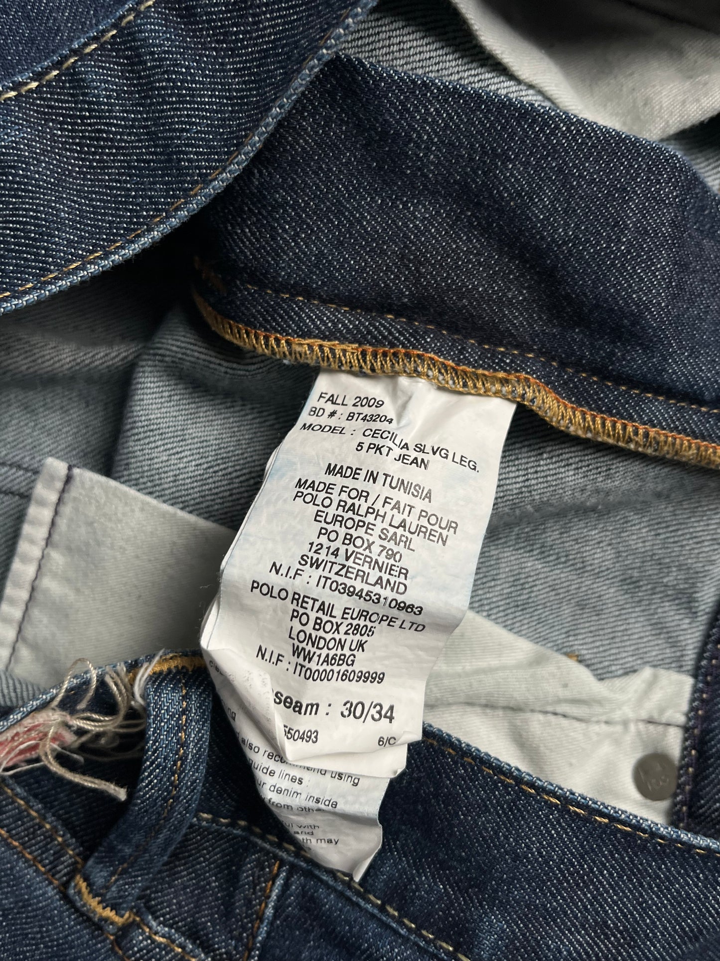 Damskie Jeansy Selvedge Ralph Lauren Cecilia 2009 M