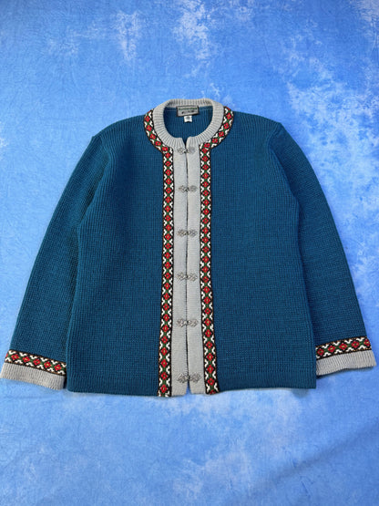 Scandinavian Wool Cardigan Made in Norway 90s L