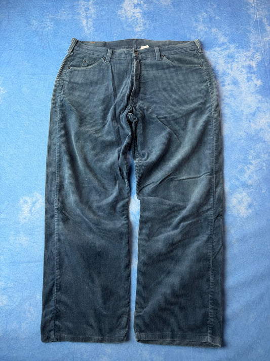 Levi's 565 Corduroy Pants Ocean Blue Made in USA 1997 XL