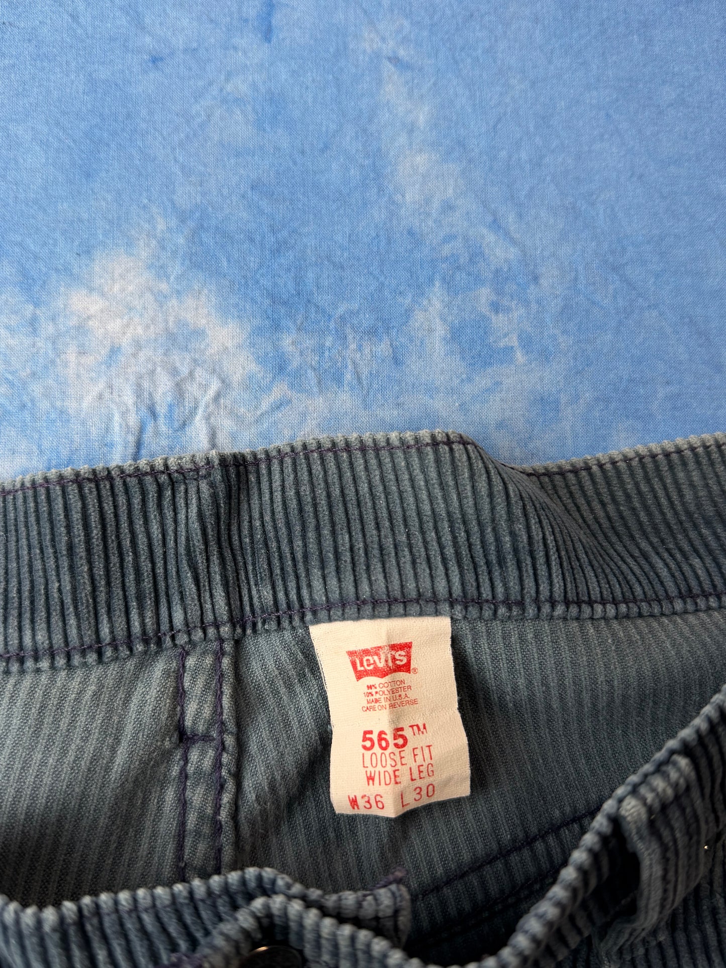 Spodnie Sztruksowe Levi's 565 Ocean Blue Made in USA 1997 XL