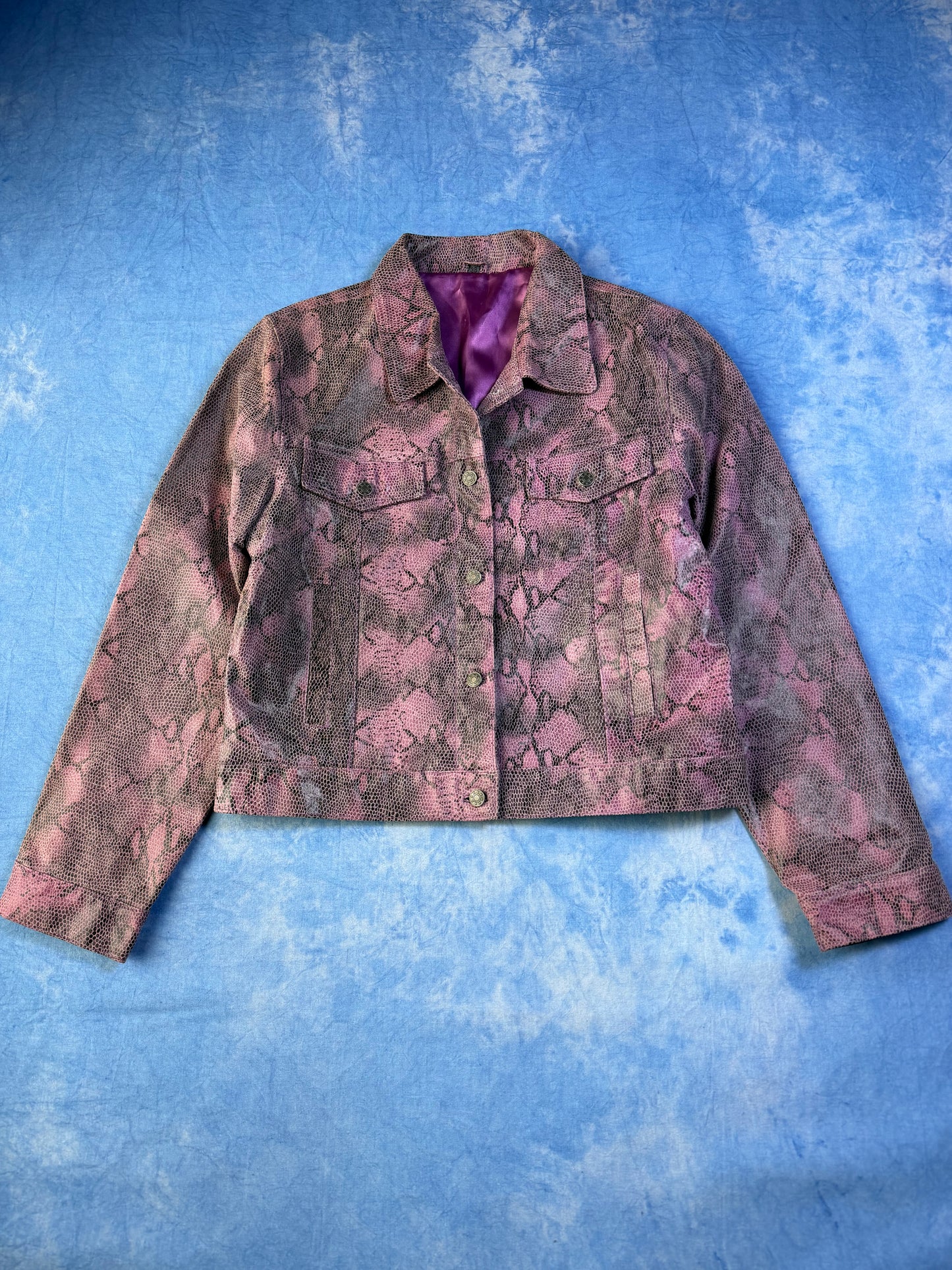 2000s Snakeskin Print Leather Jacket S