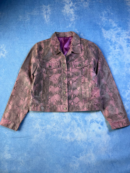 2000s Snakeskin Print Leather Jacket S