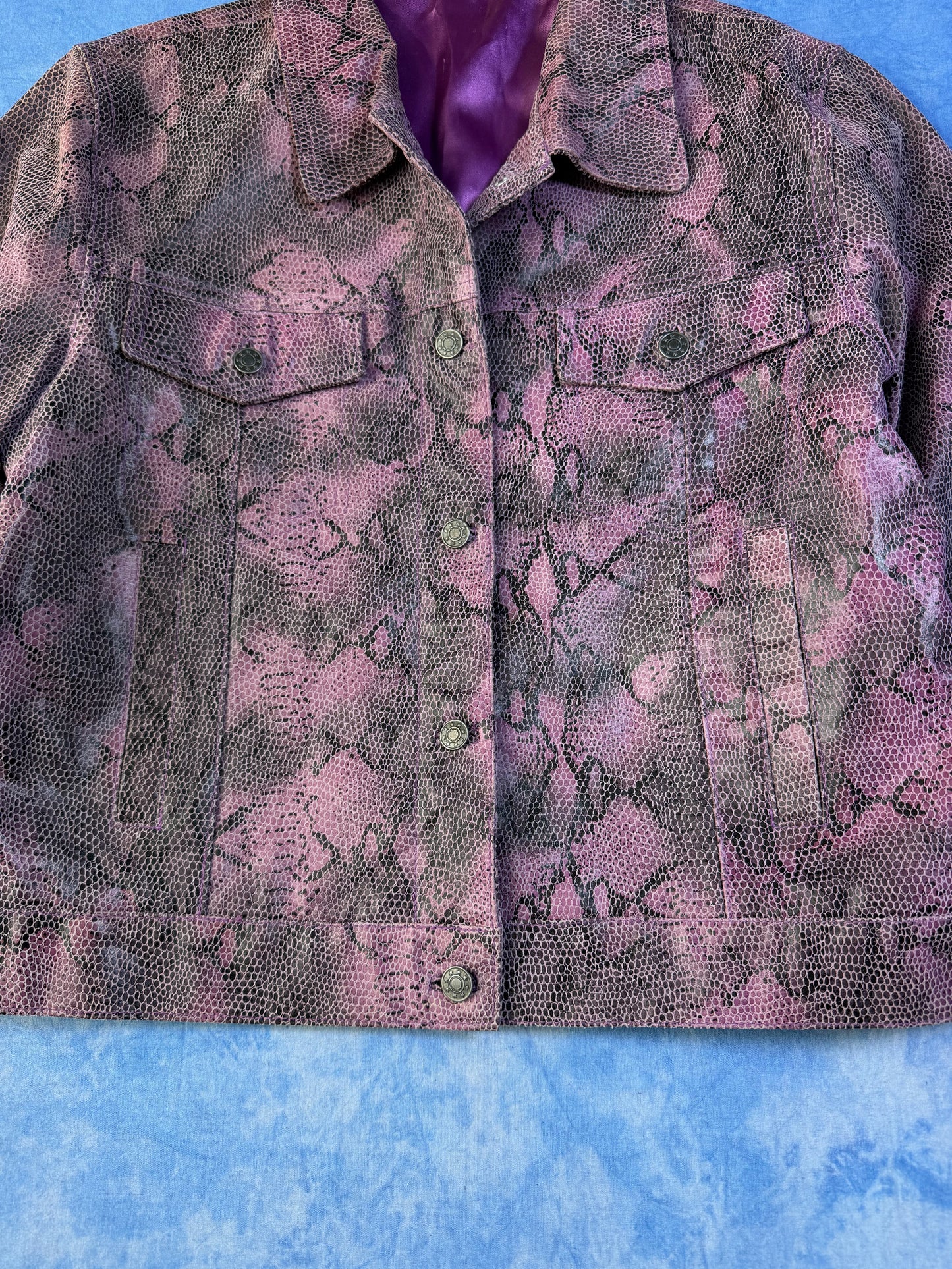 2000s Snakeskin Print Leather Jacket S