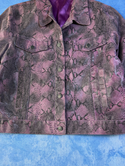 2000s Snakeskin Print Leather Jacket S
