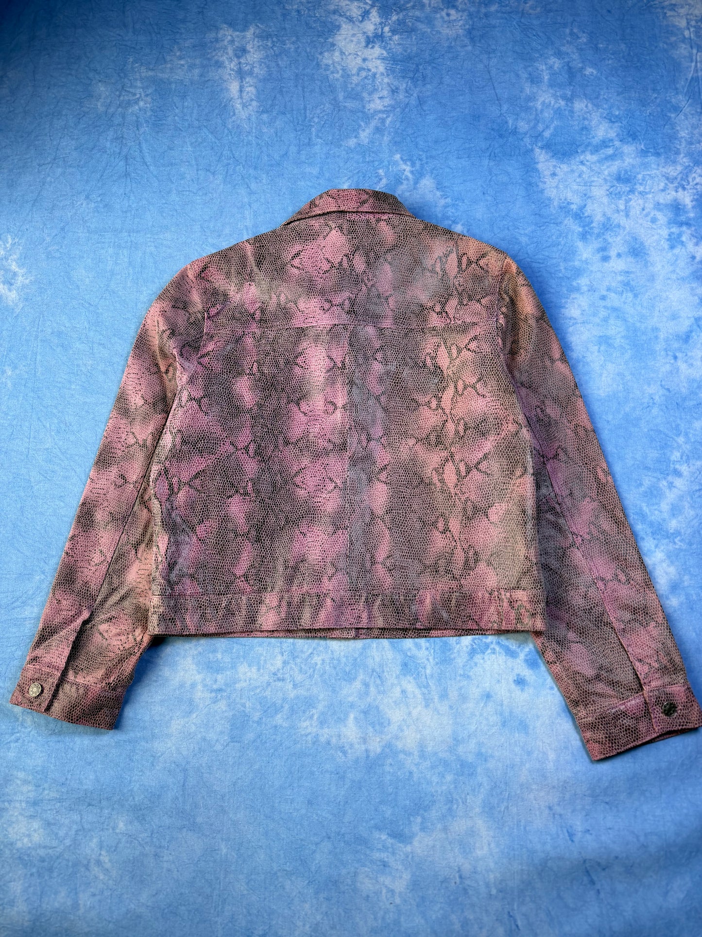 2000s Snakeskin Print Leather Jacket S