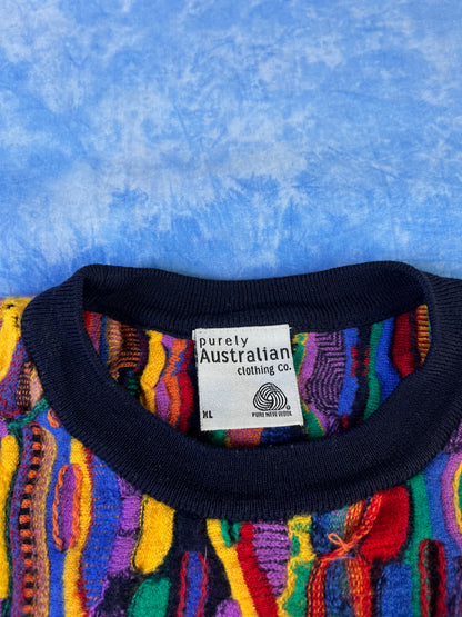 Sweterek Kolorowy Wełniany Purely Australian 90s S/M
