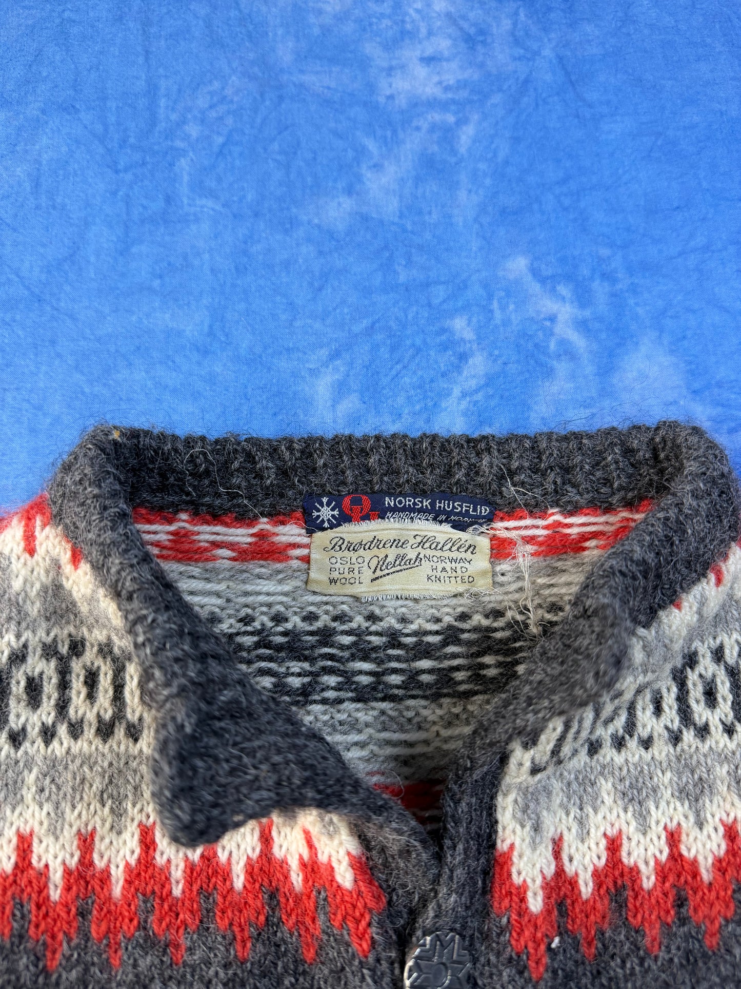 Sweterek Wełniany Brodrene Hallen x Norsk Husflid Handmade 70s/80s L