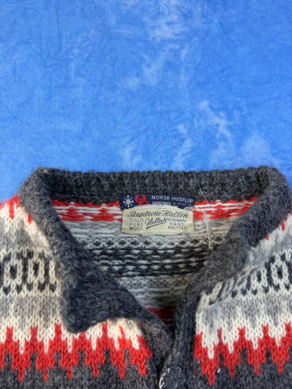 Sweterek Wełniany Brodrene Hallen x Norsk Husflid Handmade 70s/80s L