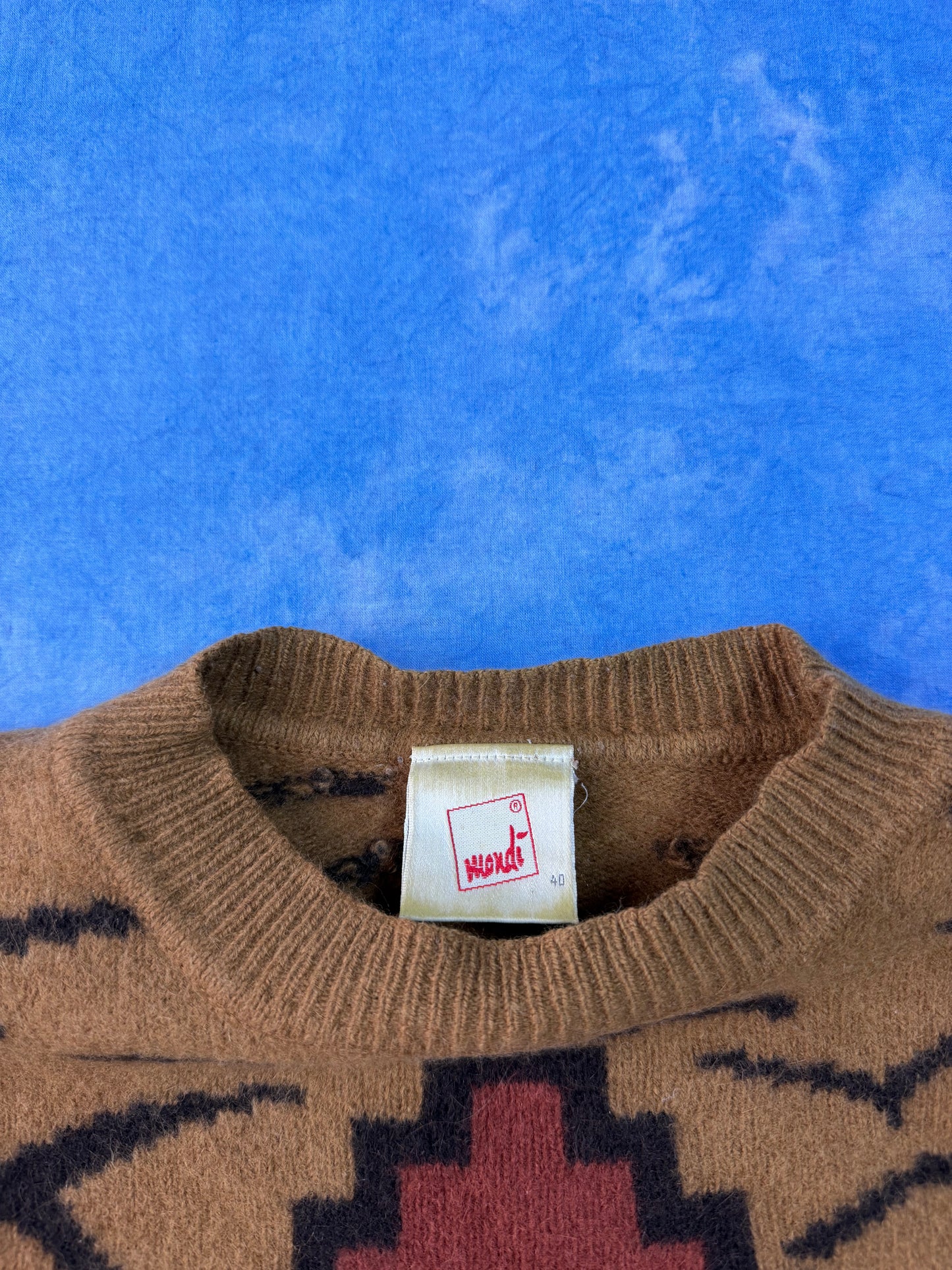 Sweterek Wełniany z Angorą Mondi Aztec 80s XS/S