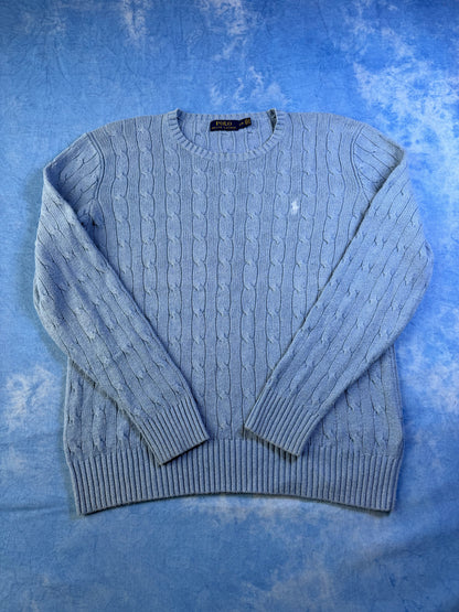 Sweterek Warkocz Polo Ralph Lauren Jedwabny Baby Blue L