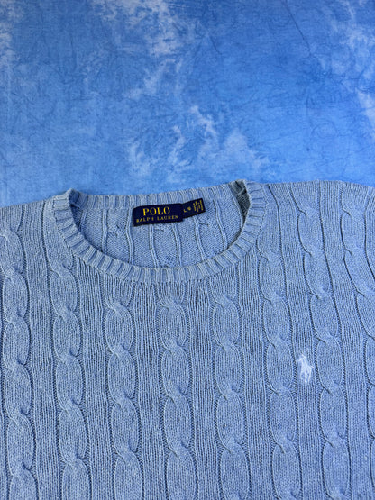 Sweterek Warkocz Polo Ralph Lauren Jedwabny Baby Blue L