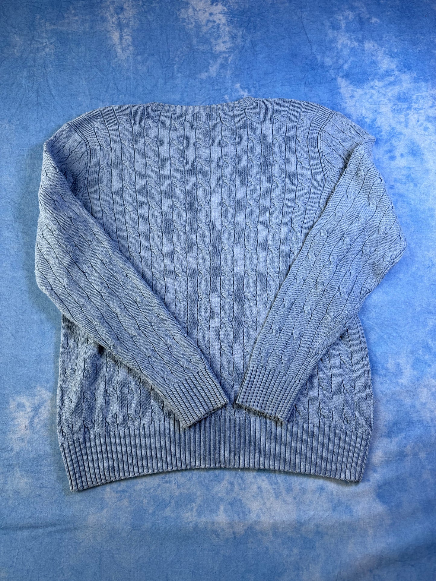 Sweterek Warkocz Polo Ralph Lauren Jedwabny Baby Blue L