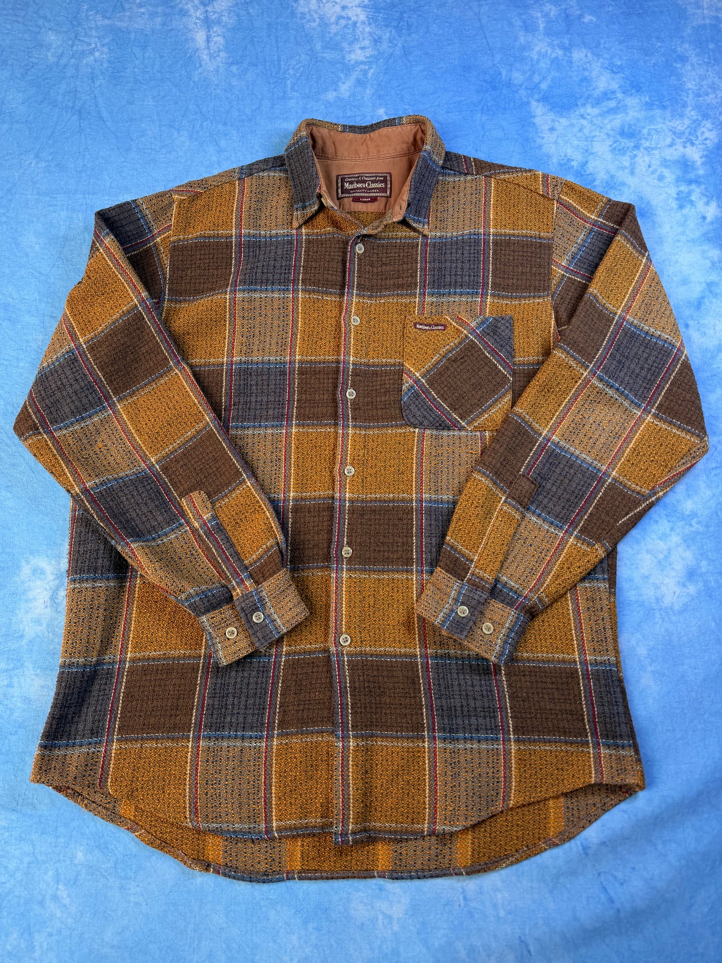 90s Marlboro Classics Wool Blend Plaid Shirt L/XL