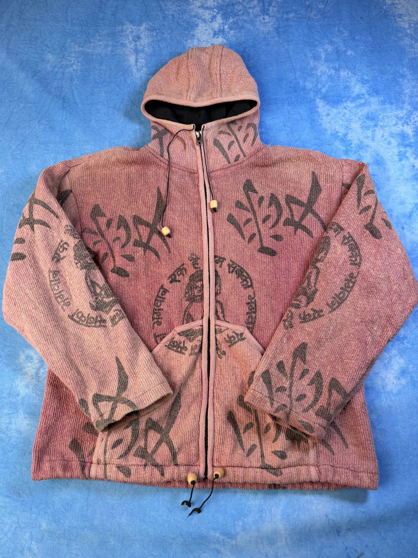Bluza Ocieplana z Kaputrem Hand Made in Nepal 90s XL