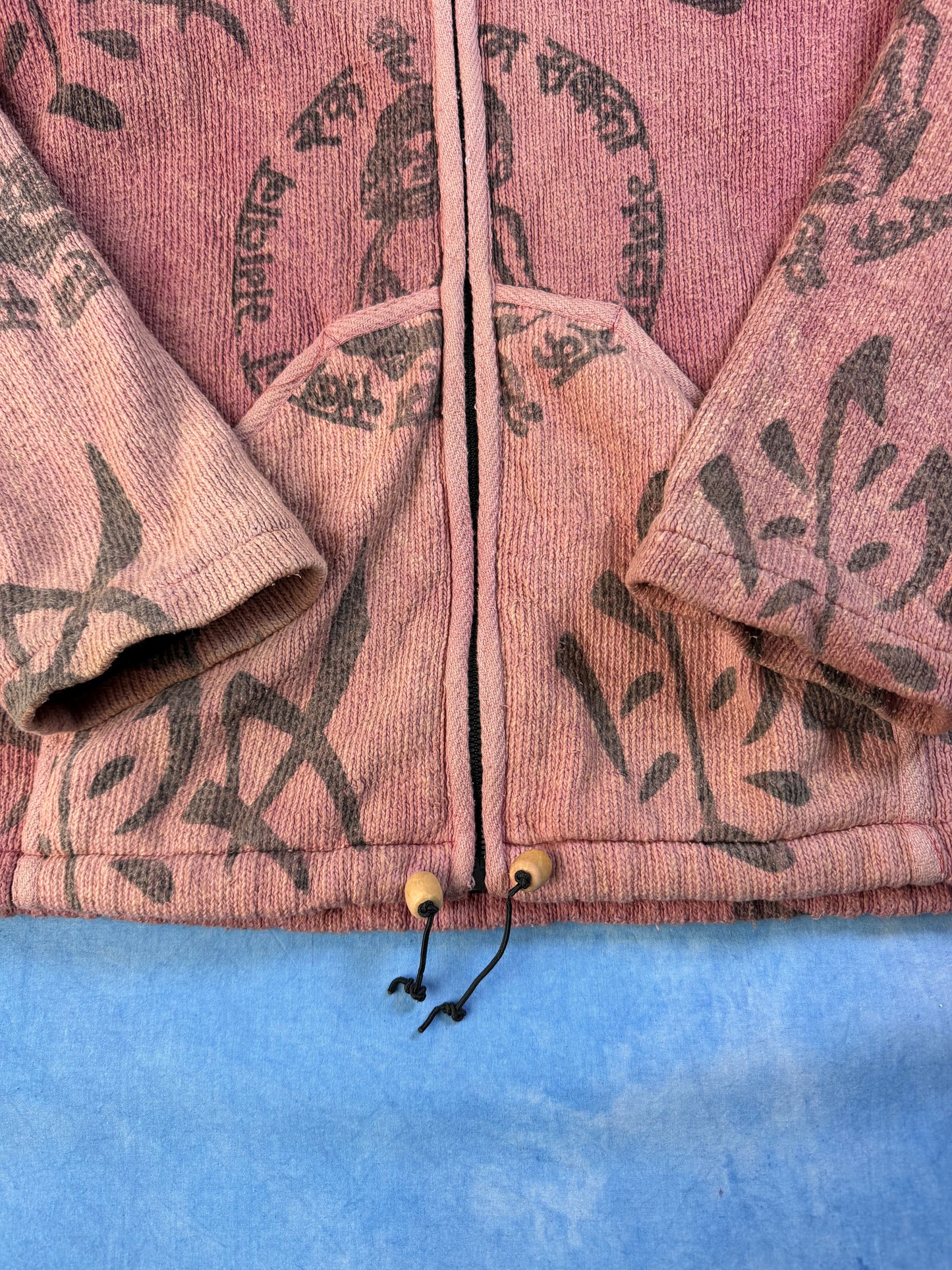 Bluza Ocieplana z Kaputrem Hand Made in Nepal 90s XL