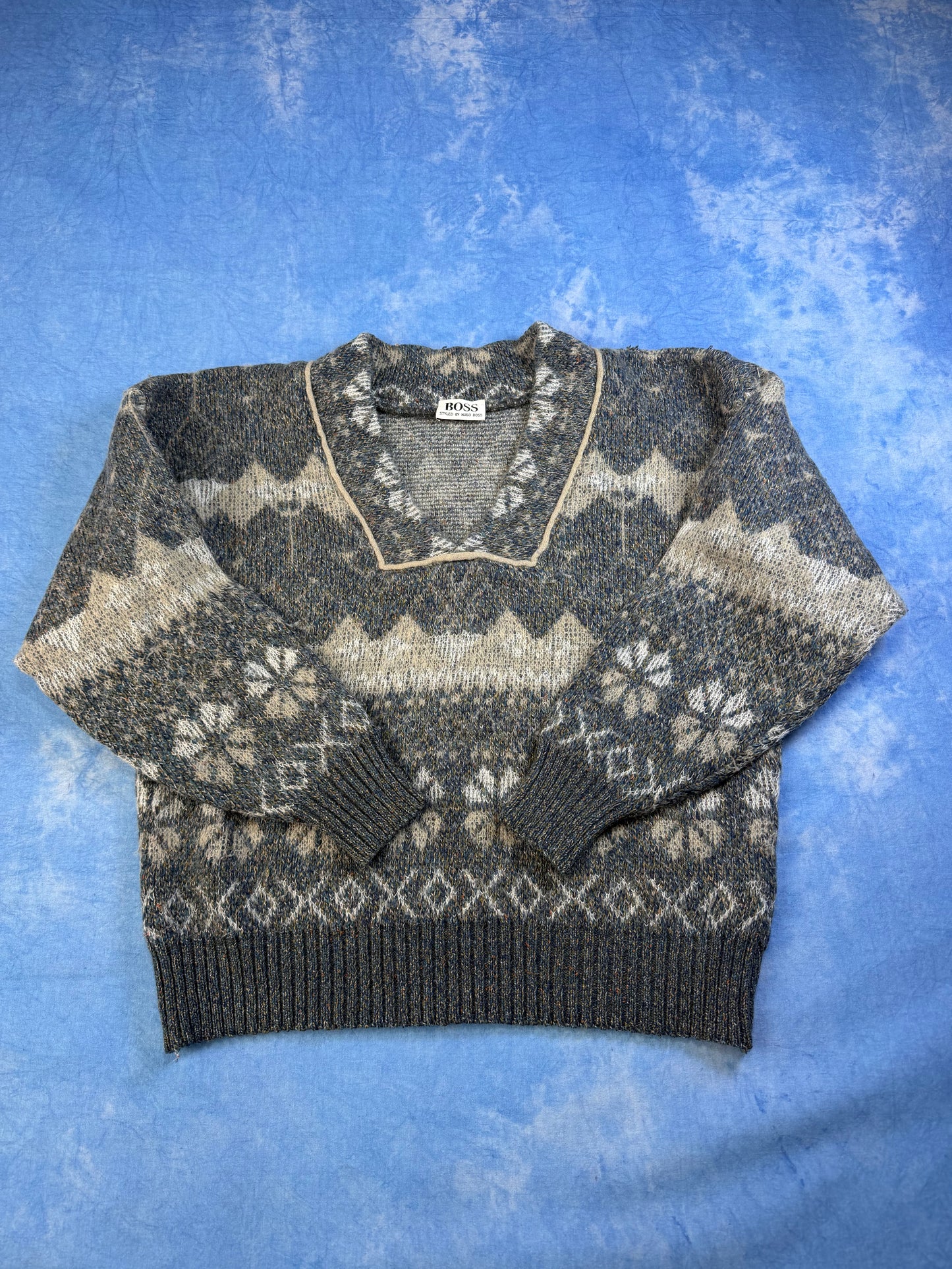 Sweterek Hugo Boss z Wełną, Moherem i Alpaką 80s L