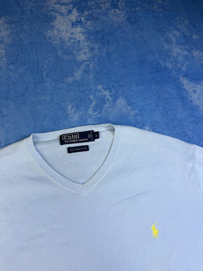 Sweterek Polo Ralph Lauren Pima Cotton Baby Blue 90s L