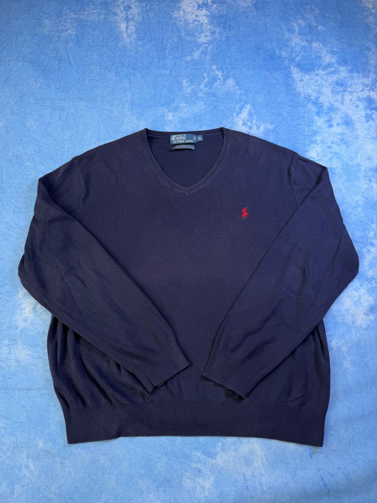 Sweterek Polo Ralph Lauren Pima Cotton Granatowy 90s XL