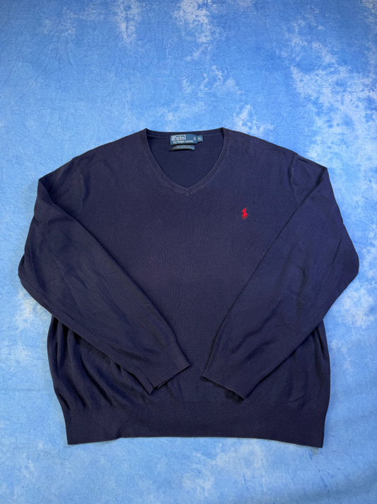 Sweterek Polo Ralph Lauren Pima Cotton Granatowy 90s XL