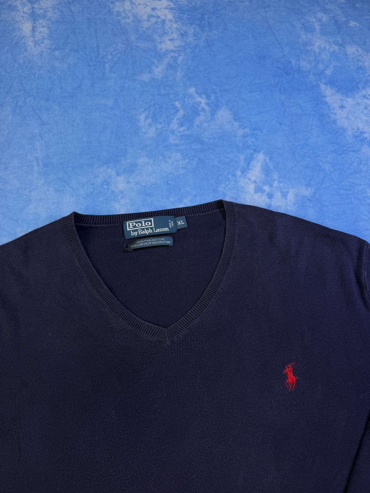 Sweterek Polo Ralph Lauren Pima Cotton Granatowy 90s XL