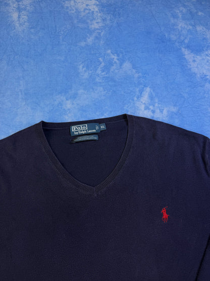 Sweterek Polo Ralph Lauren Pima Cotton Granatowy 90s XL