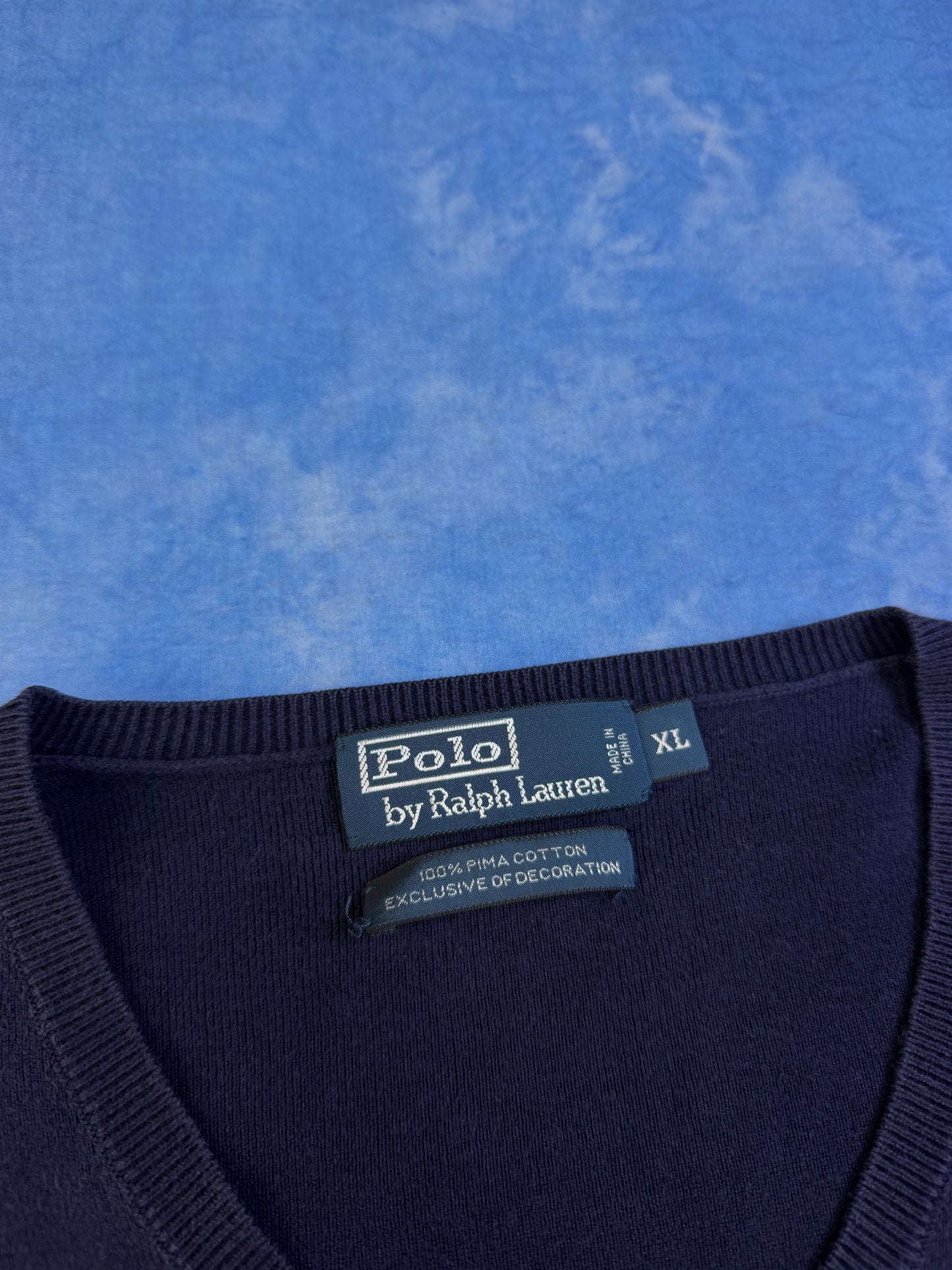 Sweterek Polo Ralph Lauren Pima Cotton Granatowy 90s XL