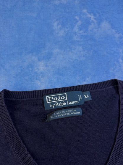 Sweterek Polo Ralph Lauren Pima Cotton Granatowy 90s XL
