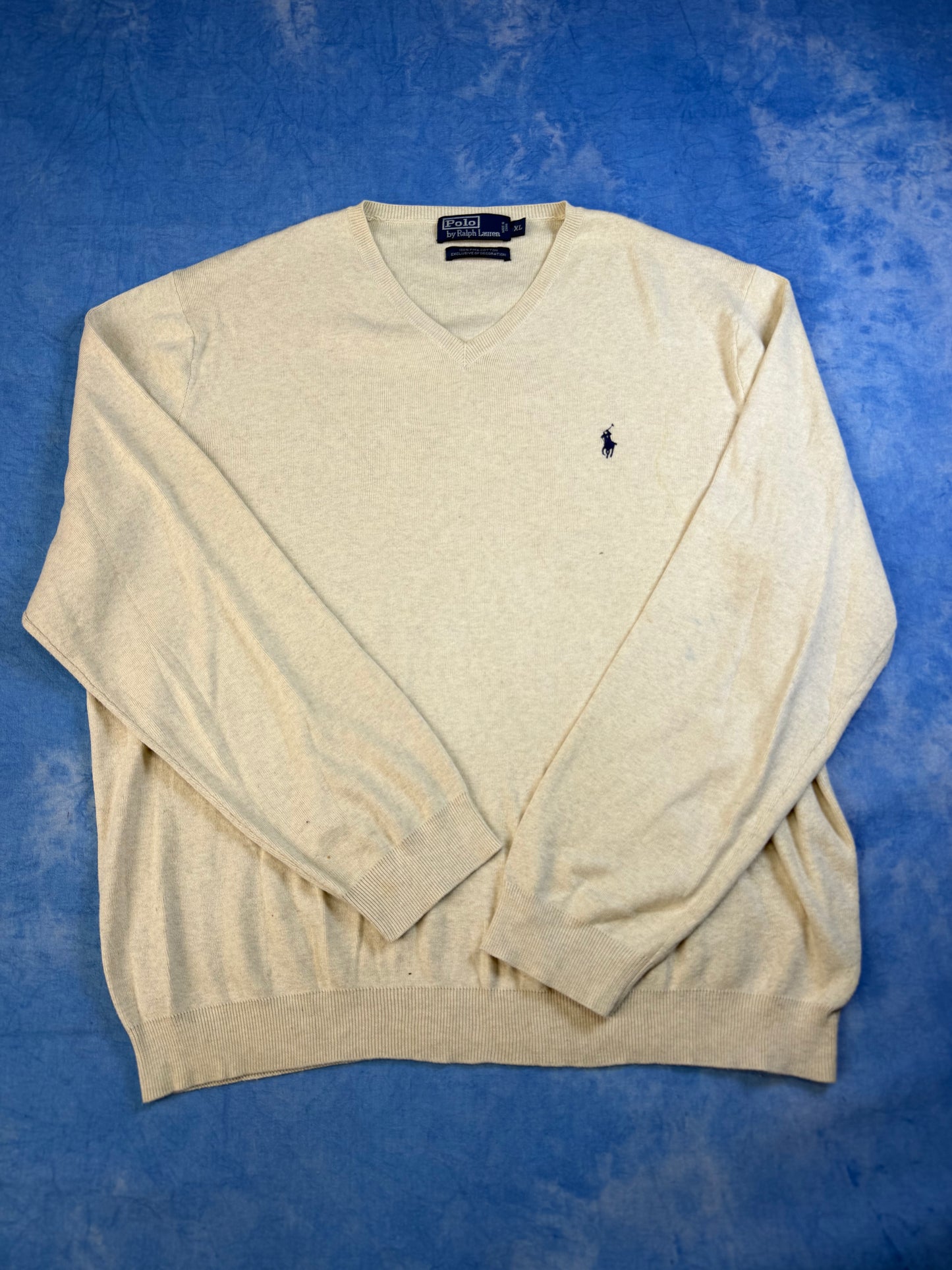 Sweterek Polo Ralph Lauren Pima Cotton Beżowy 90s L