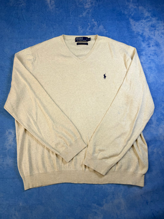Sweterek Polo Ralph Lauren Pima Cotton Beżowy 90s L
