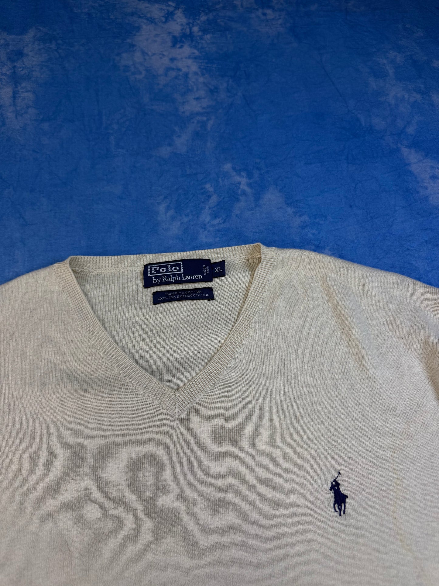Sweterek Polo Ralph Lauren Pima Cotton Beżowy 90s L