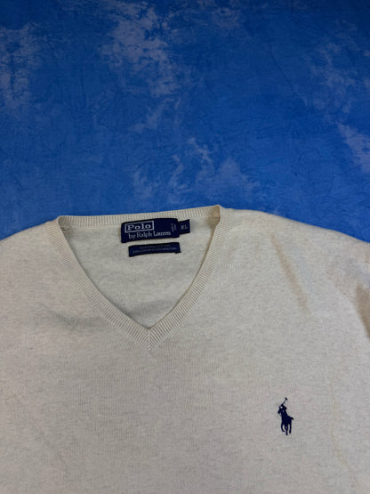 Sweterek Polo Ralph Lauren Pima Cotton Beżowy 90s L