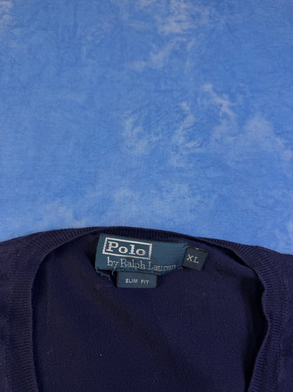 Sweterek Polo Ralph Lauren Slim Fit Pima Cotton Granatowy 90s XL