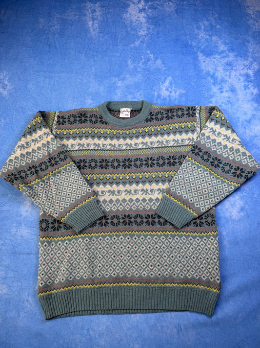 Sweterek we Wzorki C&A Blend Wełna, Alpaka 90s M/L