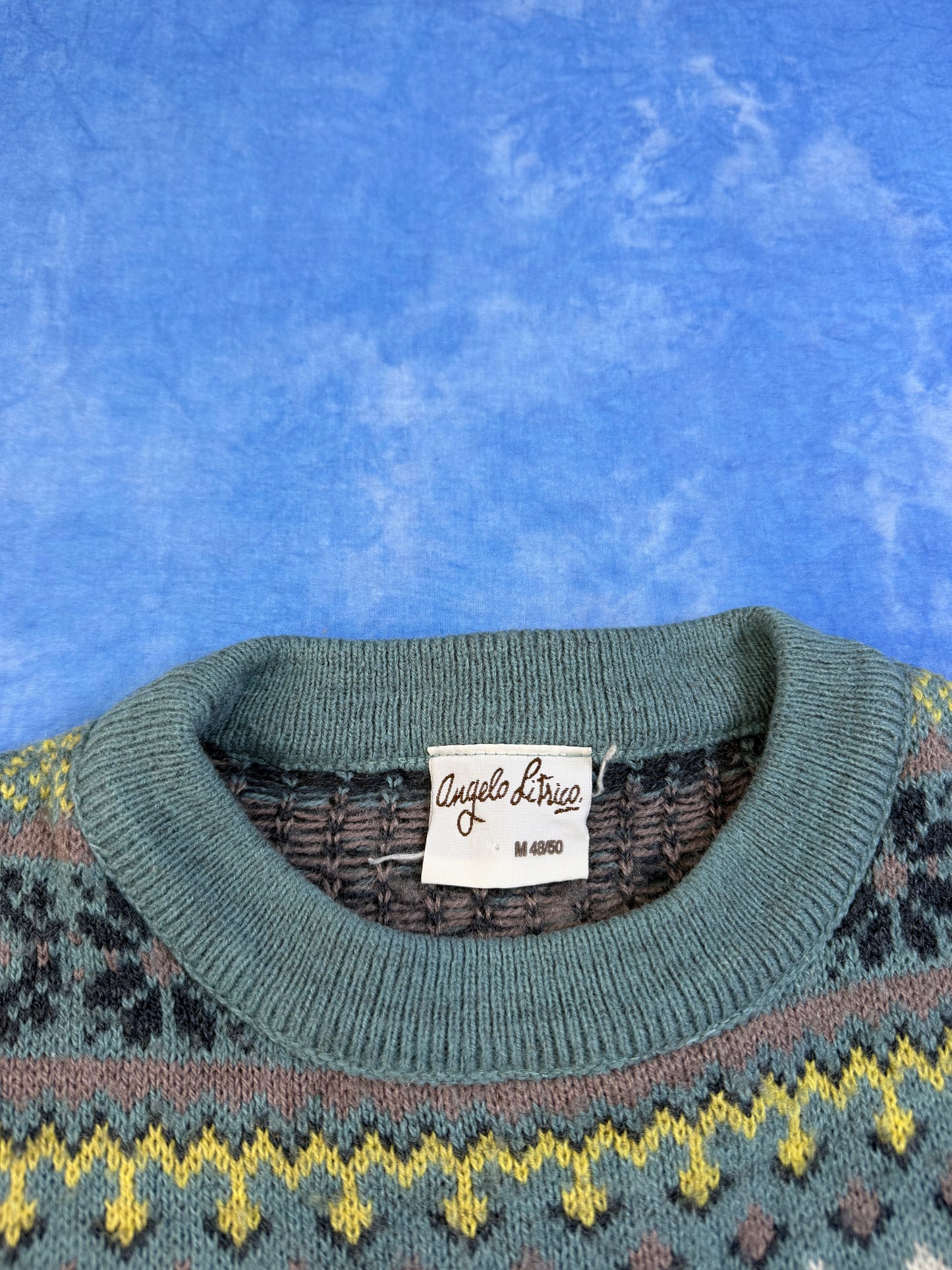 Sweterek we Wzorki C&A Blend Wełna, Alpaka 90s M/L