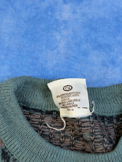 Sweterek we Wzorki C&A Blend Wełna, Alpaka 90s M/L