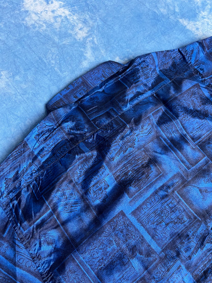 Koszula Niebieska Jedwabna Thai Silk 90s M