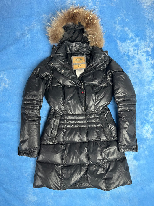Damska Puchowa Parka Pajar z Futrem Jenota Chińskiego S