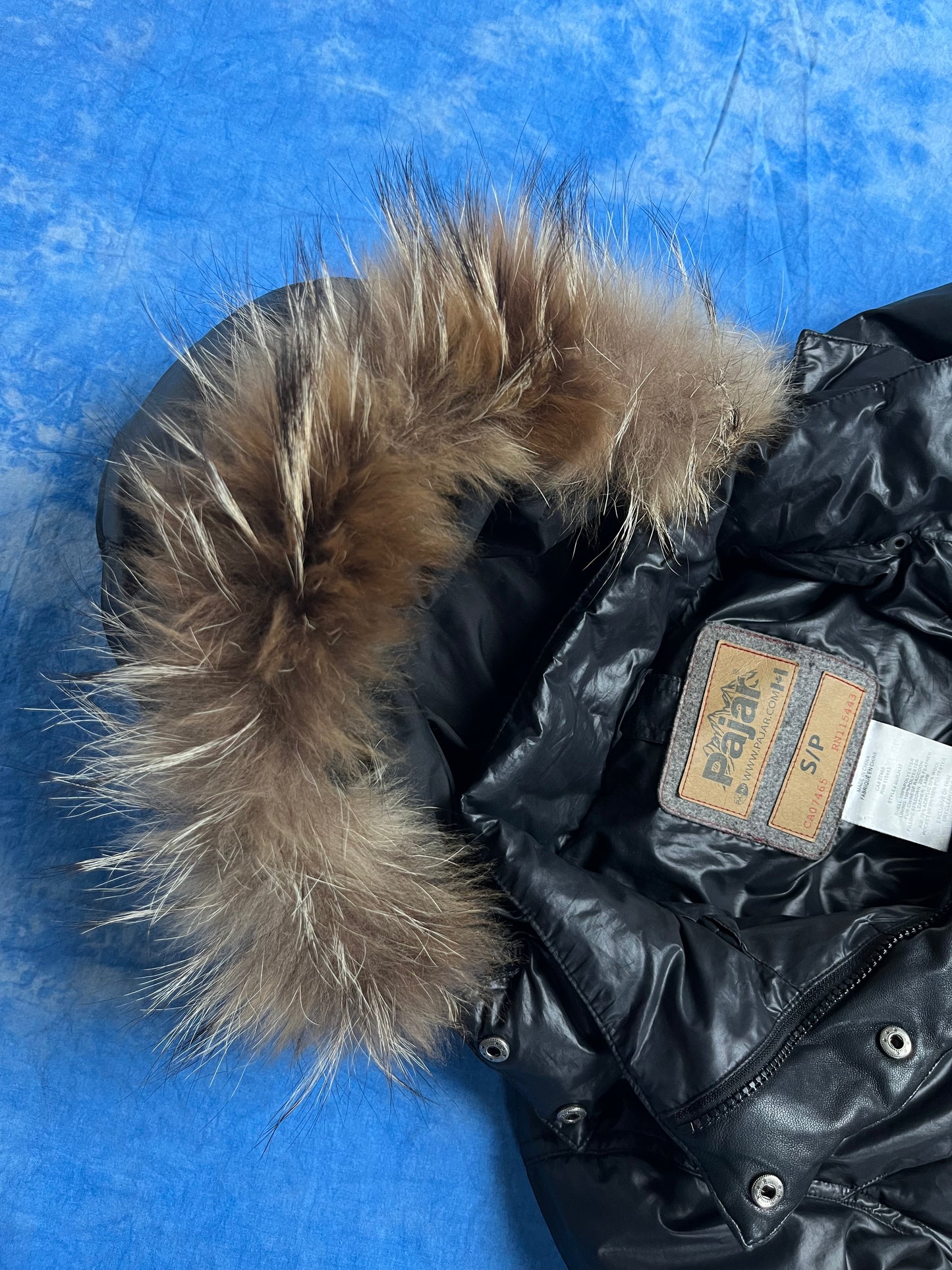 Damska Puchowa Parka Pajar z Futrem Jenota Chińskiego S