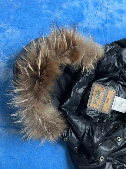 Damska Puchowa Parka Pajar z Futrem Jenota Chińskiego S