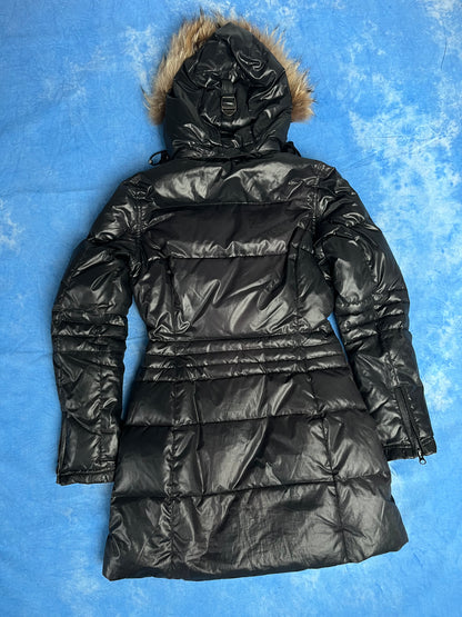 Damska Puchowa Parka Pajar z Futrem Jenota Chińskiego S