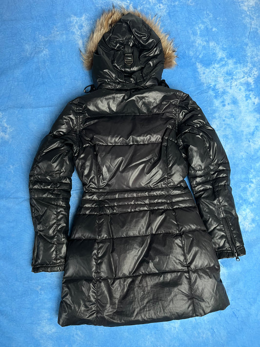 Damska Puchowa Parka Pajar z Futrem Jenota Chińskiego S