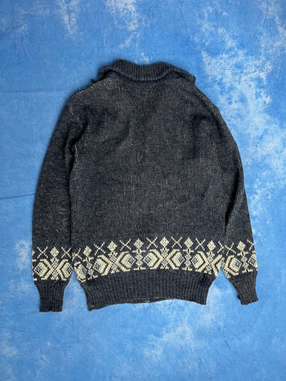 Sweter Zapinany Wełna Alpaka 90s M