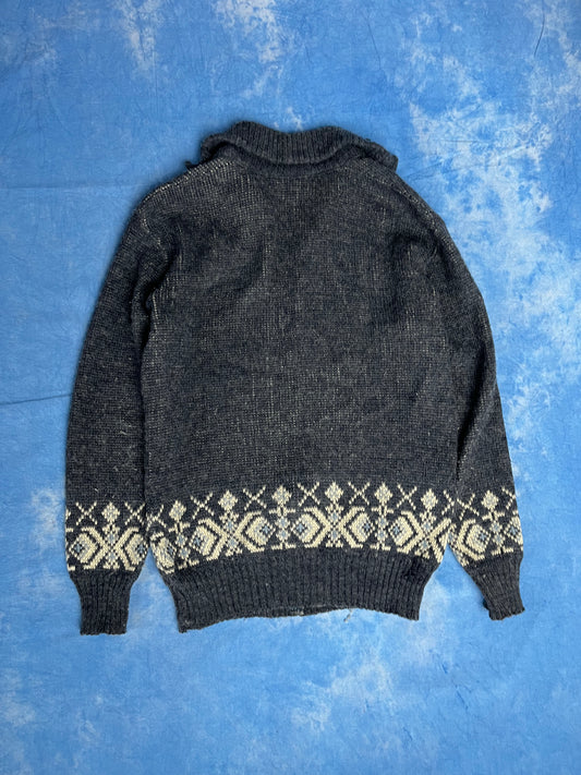 Sweter Zapinany Wełna Alpaka 90s M