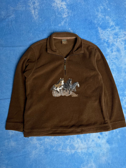 Bluza Quarter Zip Polarowa Aigle Konie 90s S