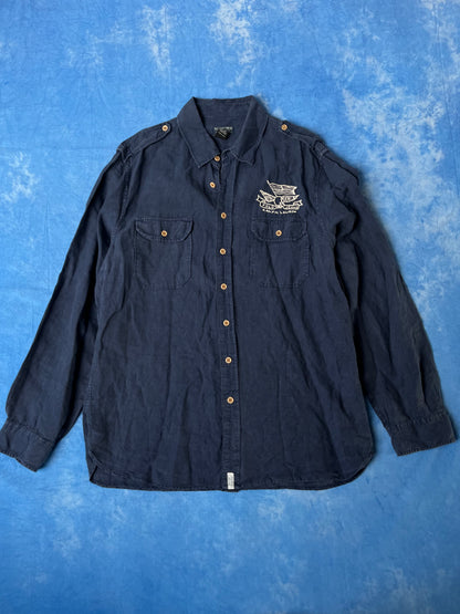 Koszula Lniana Polo Jeans Company Ralph Lauren 90s XL