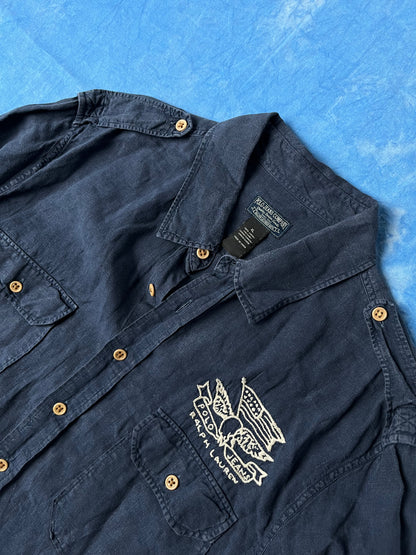 Koszula Lniana Polo Jeans Company Ralph Lauren 90s XL